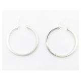 Designs by FMC 40mm Classic Sterling Silver Hinged Wire Hoop Earrings.