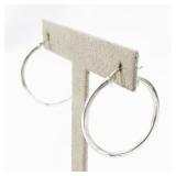 Designs by FMC 35mm Classic Sterling Silver Hinged Wire Hoop Earrings.