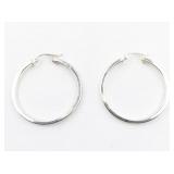 Designs by FMC 35mm Classic Sterling Silver Hinged Wire Hoop Earrings.