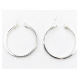Designs by FMC 35mm Classic Sterling Silver Hinged Wire Hoop Earrings.