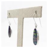 Unknown Maker (JS) Created Purple Opal Sterling Silver French Wire Dangle Earrings .