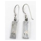 Lapis Sterling Silver French Wire Dangle Earrings .