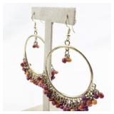 Dichroic Glass Sterling Silver French Wire Dangle Earrings .