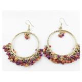 Dichroic Glass Sterling Silver French Wire Dangle Earrings .