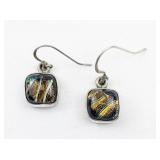 Fiesta Beaded Gold Tone Base Metal Hoop Earrings .