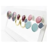 Set of three Colorful Base Metal Pierced Earrings .