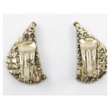 Half Heart Rhinestone Gold Tone Base Metal Clip-On Earrings .