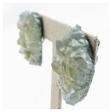 Blue & Green Faux Crystal Base Metal Clip-On Earrings .
