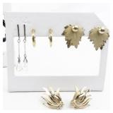 Set of eight  Gold Tone Base Metal Earrings .