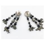 Beaded Animal Two-Tone base Metal Dangle Earrings .