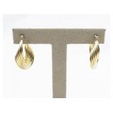 Polished Twisted Gold Plated hinged Wire Hoop Earrings.