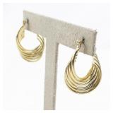 Polished Twisted Gold Plated hinged Wire Hoop Earrings.