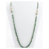 Green Beaded Cord Necklace. ***New Old Stock***