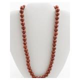 Round Red Coral Bead Necklace. ***New Old Stock***