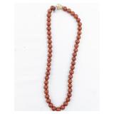 Round Red Coral Bead Necklace. ***New Old Stock***