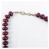 Beautiful Polished Natural Ruby Gold Filled Bead Necklace. ***New Old Stock***