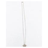 Pink Crystal Accented Flower Rose Plated Sterling Silver Pendant Necklace .