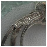 Roman Glass Circle Sterling Silver Pendant Necklace .