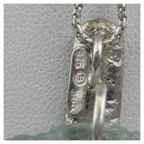 Roman Glass Circle Sterling Silver Pendant Necklace .