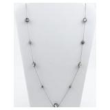 Marcasite, Abalone, & Rhinestone Sterling Silver Station Necklace.