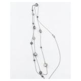 Marcasite, Abalone, & Rhinestone Sterling Silver Station Necklace.