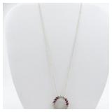 Ross Simons  Natural Ruby Two-Tone vermeil (Sterling Silver) Wreath Style Pendant Necklace.