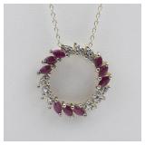 Ross Simons  Natural Ruby Two-Tone vermeil (Sterling Silver) Wreath Style Pendant Necklace.