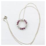 Ross Simons  Natural Ruby Two-Tone vermeil (Sterling Silver) Wreath Style Pendant Necklace.