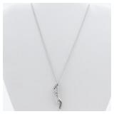 CZ Modern Twist Sterling Silver Pendant Necklace .