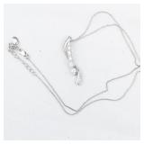 CZ Modern Twist Sterling Silver Pendant Necklace .