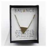Balance Modern Simple Triangle Gold Tone Base Metal Necklace. With Original Box!