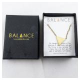 Balance Modern Simple Triangle Gold Tone Base Metal Necklace. With Original Box!