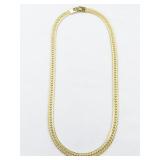Fancy Herringbone Gold Plated Base Metal Necklace.