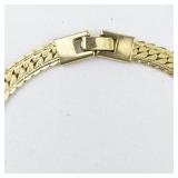 Fancy Herringbone Gold Plated Base Metal Necklace.