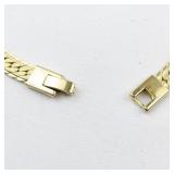 Fancy Herringbone Gold Plated Base Metal Necklace.