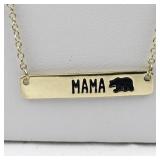 Momma Bear Gold Plated bar Necklace.