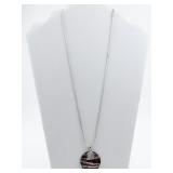 Red & Purple Silver Plated Pendant Necklace .