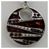 Red & Purple Silver Plated Pendant Necklace .