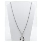 Hammered Ring Silver Plated Pendant Necklace .