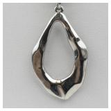Hammered Ring Silver Plated Pendant Necklace .