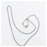 Hammered Ring Silver Plated Pendant Necklace .