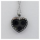 "Love" Heart Silver Tone Base Metal Pendant Necklace .