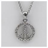 Reversable Peace Sign Silver Tone Base Metal Pendant Necklace .