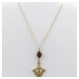Art Nouvea Gold Plated Pendant Necklace .