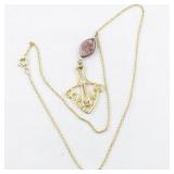 Art Nouvea Gold Plated Pendant Necklace .