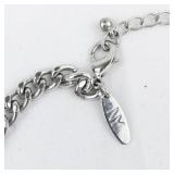 Pink Silver Tone Base Metal Bib Necklace.