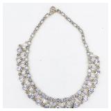 Kramer of NY Blue Rhinestone Victorian Gold Tone Base Metal Necklace.