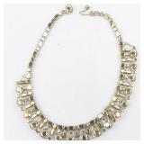 Kramer of NY Blue Rhinestone Victorian Gold Tone Base Metal Necklace.