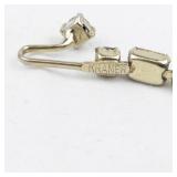 Kramer of NY Blue Rhinestone Victorian Gold Tone Base Metal Necklace.