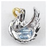 Nolan Miller Rhinestone Accented Swan Aquamarine silver tone Base Metal charm.